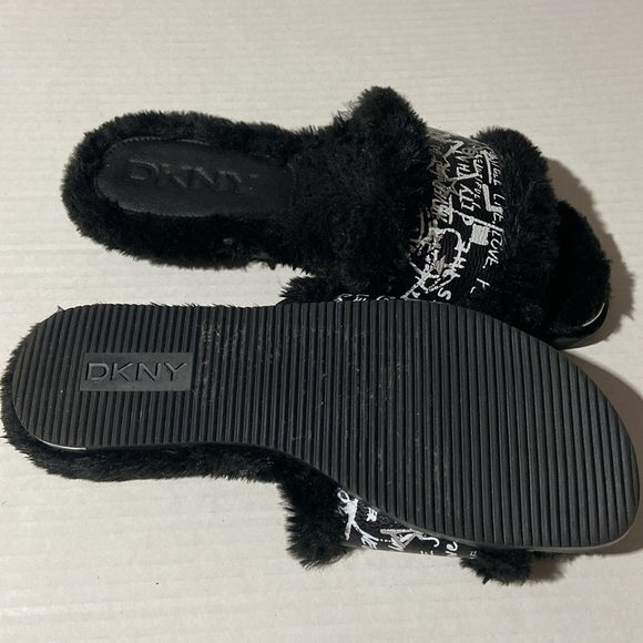 DKNY Fur Slides with Graffiti Graphics - Picture 5 of 8